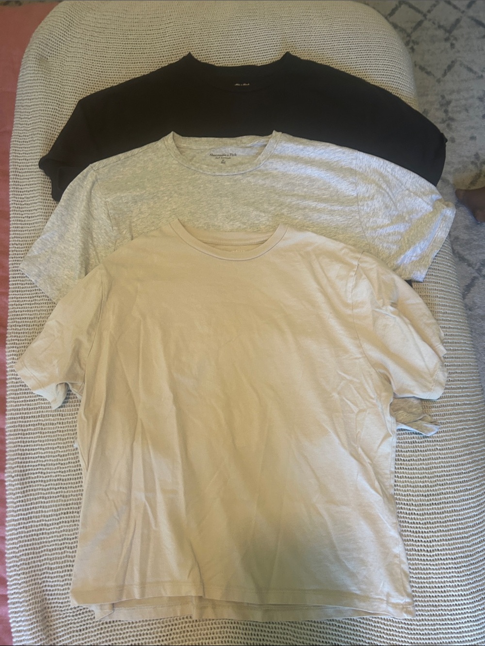 Abercrombie and Fitch Women’s Crew Neck T-Shirts - Black, Light Gray, Beige